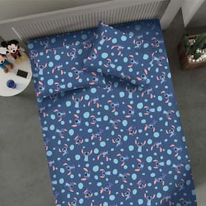 Jogo De Cama Casal 3 Pçs Stitch Disney Kids 70% Algodão 30% Poliéster Stitch Pedras