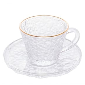 Xícara Chá Cristal Borda Dourada E Pires Petra 180 Ml