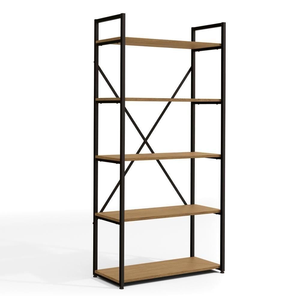 Estante Alta 5 Prateleiras 152x72 Cm Li006 Freijo Preto Fosco
