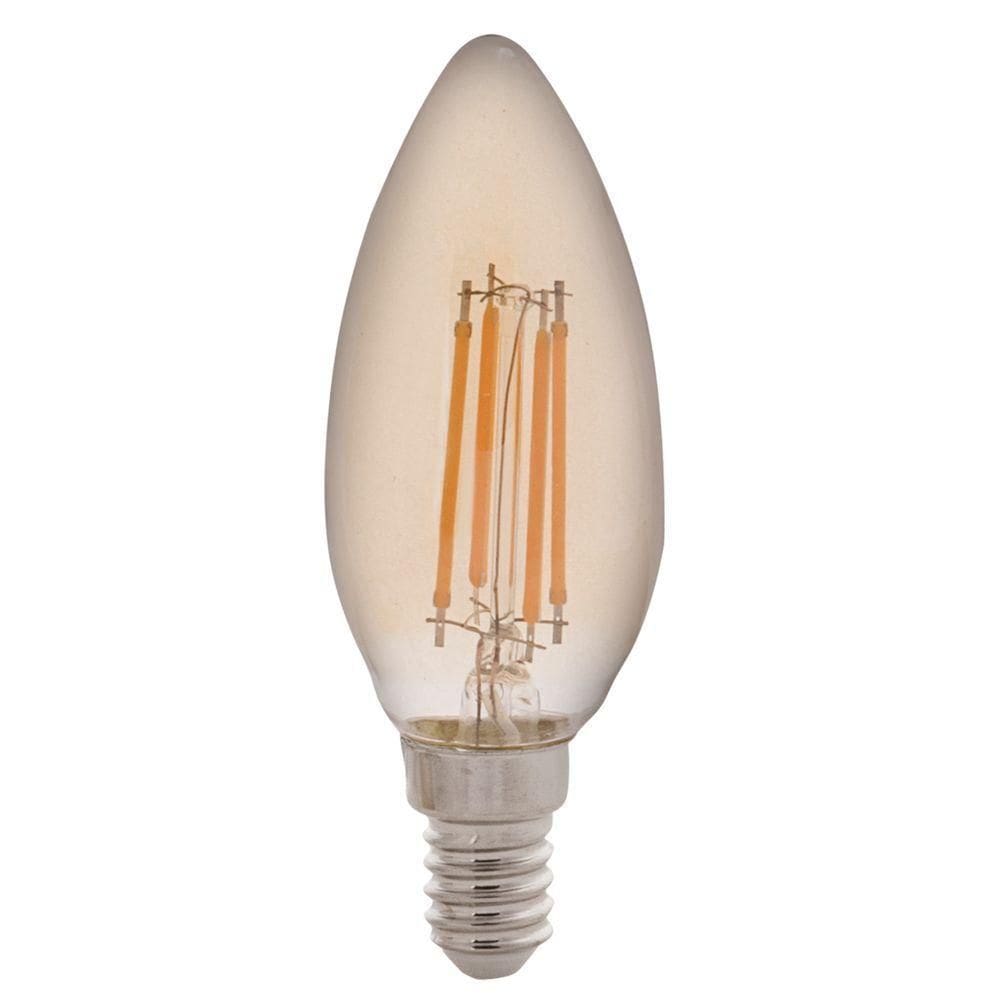 Lâmpada Led De Filamento Vela Tramontina C35 Base E14 4 W 2200 K Luz Amarela âmbar