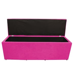 Calçadeira Baú Paris Casal 140 Cm Botão Strass Suede Rosa Pink Do Lar Móveis