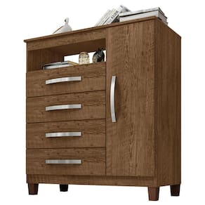 Comoda Sapateira 1 Porta 4 Gavetas 84 Cm Moden 2258 Malbec Incp