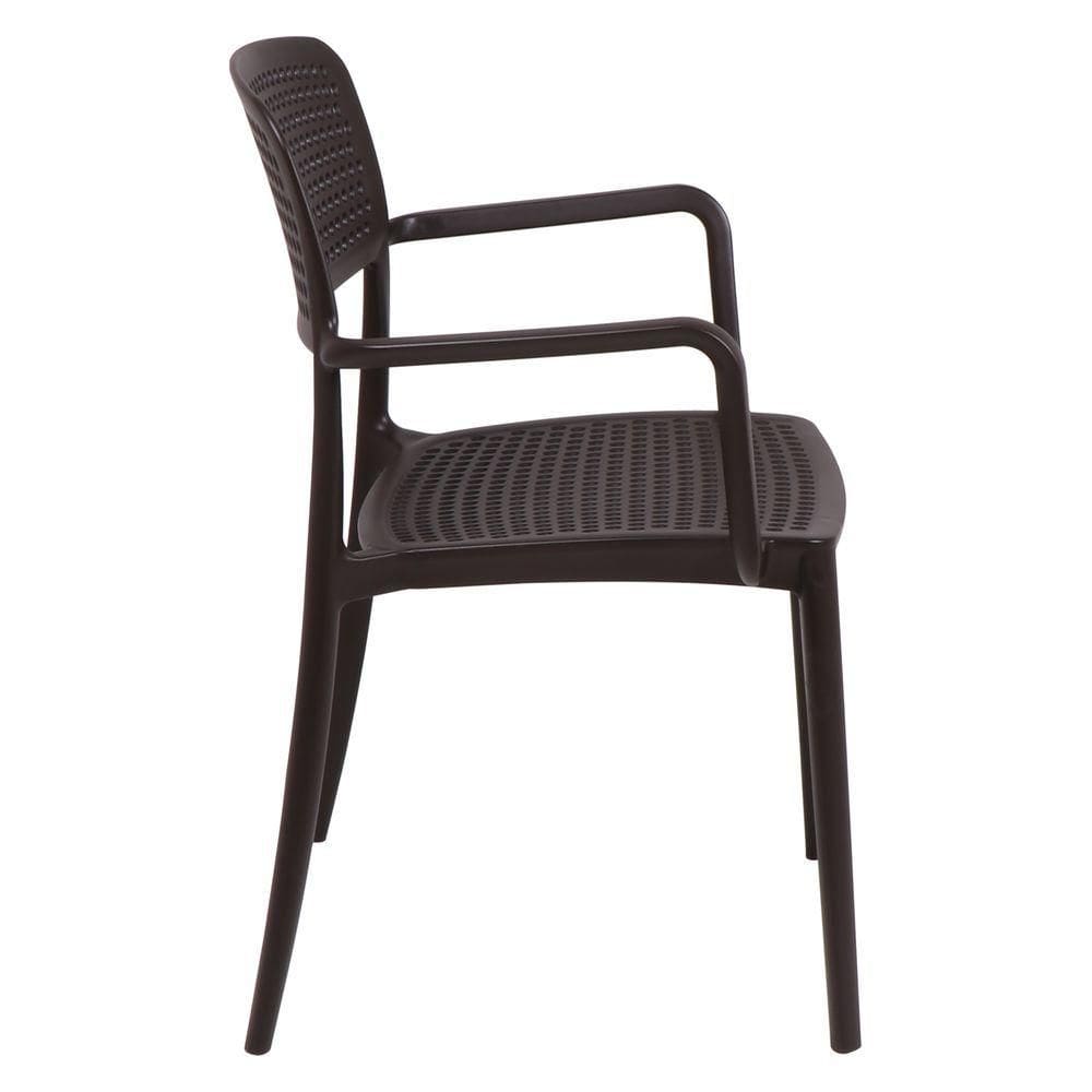 Cadeira Tramontina Serena Em Polipropileno Marrom Com Braços
