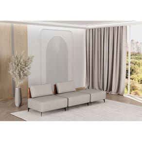 Sofá Dream Box Moderno Modular 3,0m Bege com Courino Terracota - Rede Móveis