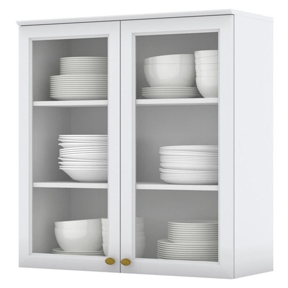 Armario Aereo 2 Portas Vidro Mdf 80 Cm Americana C366 Branco Henn