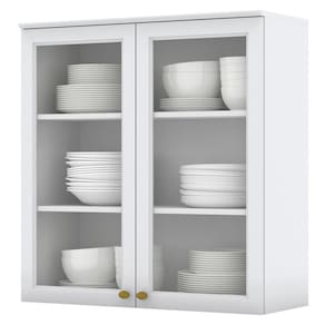 Armario Aereo 2 Portas Vidro Mdf 80 Cm Americana C366 Branco Henn