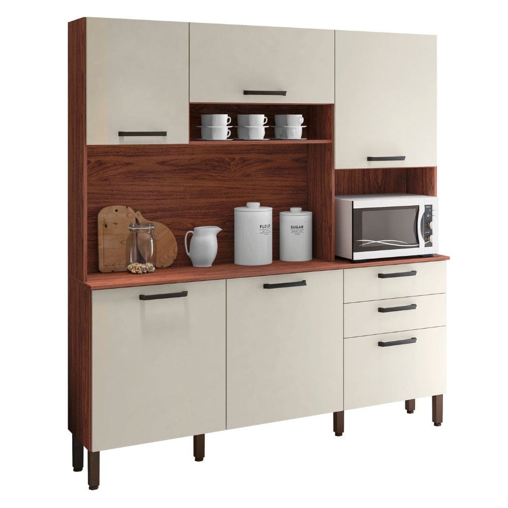 Armário de Cozinha Compacta Ferrara - MDF/MDP 6 Portas 2 Gavetas Espaço para Forno/Micro - Kits Paraná