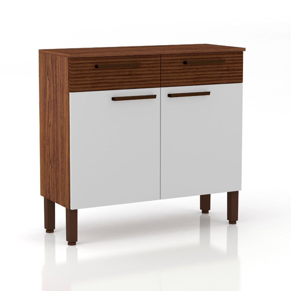 Balcão de Cozinha Ripado Nala - MDF/MDP 2 Portas 2 Gavetas com Tampo Incluso - Kits Paraná