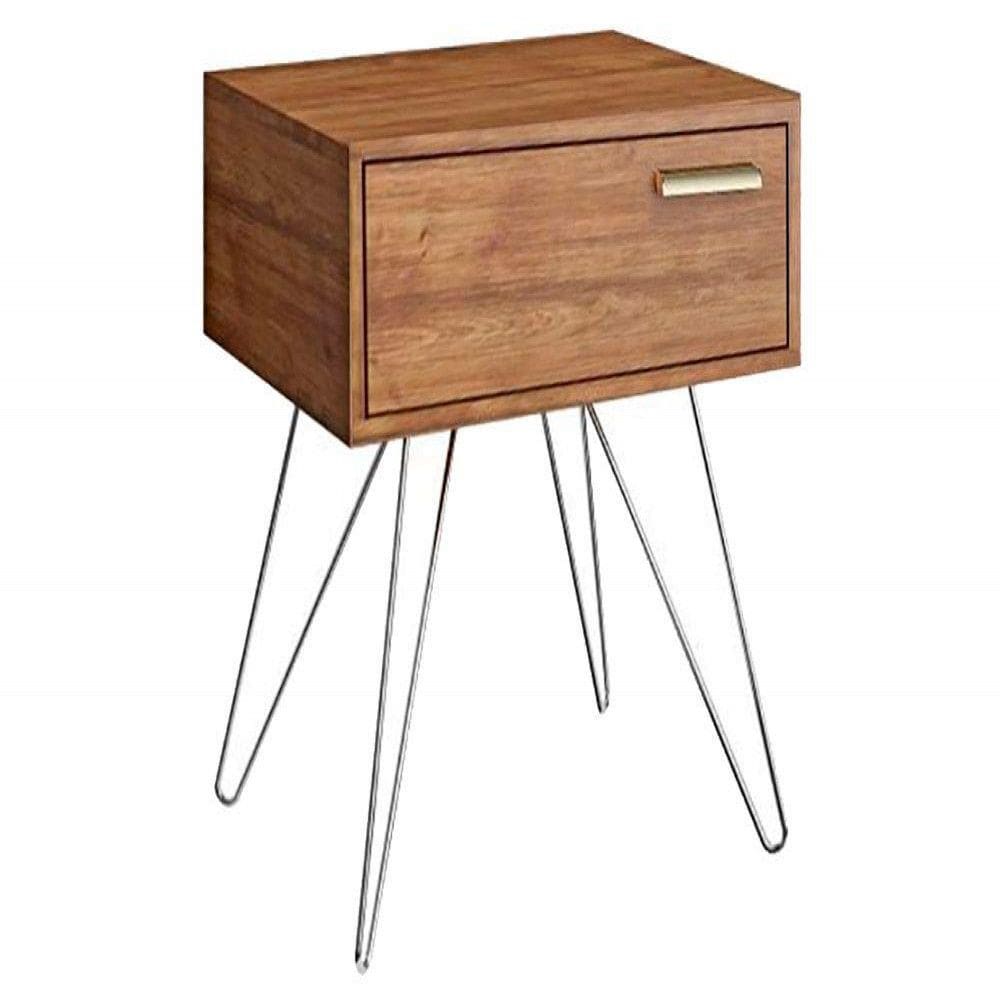 Mesa de Cabeceira 881 Native - 1 Gaveta com Pés Cromados - Carraro