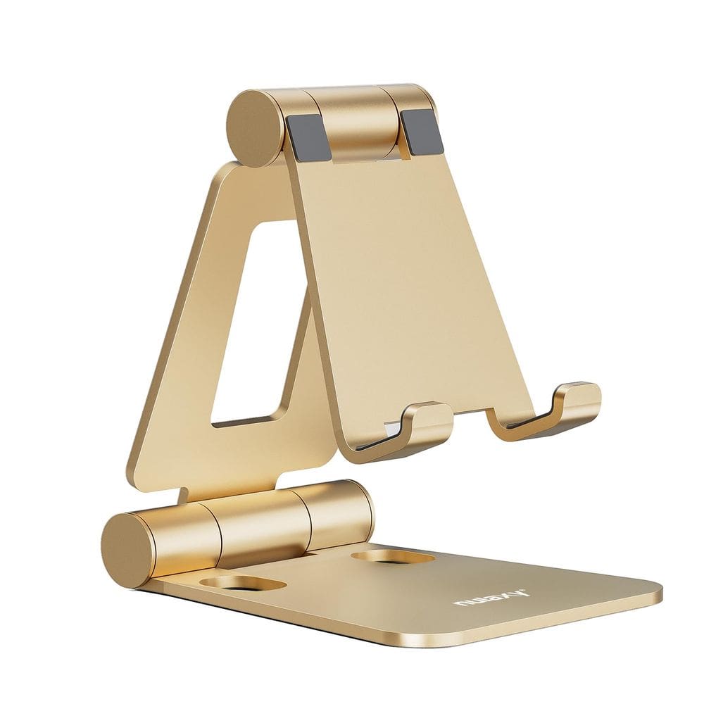 Suporte para celular Nulaxy Dual Folding, totalmente ajustável, dourado