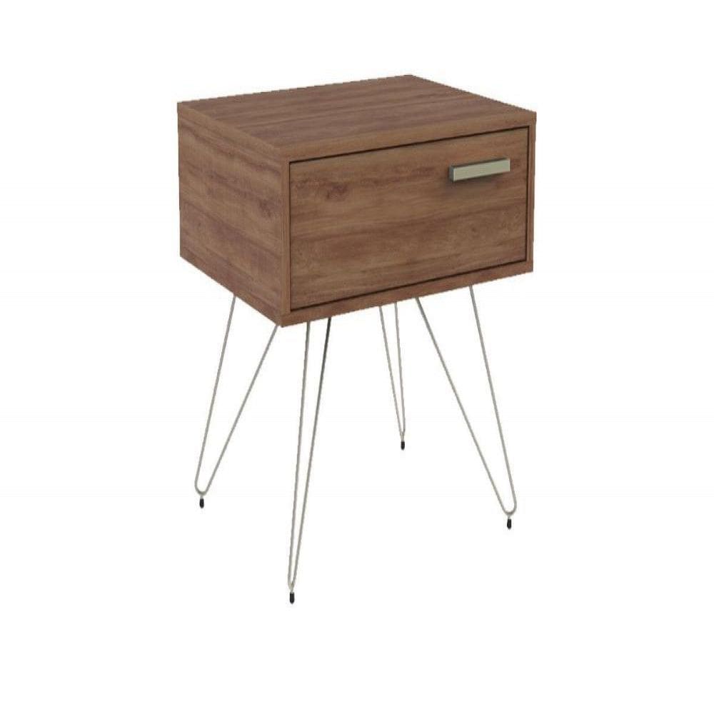 Mesa de Cabeceira 881 Legno - 1 Gaveta com Pés Cromados - Carraro