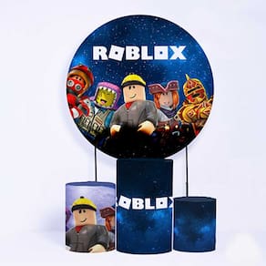 Kit Painel de Festa Redondo e Trio de Cilindros Roblox - Fera Print