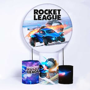 Kit Painel de Festa Redondo e Trio de Cilindros Rocket League - Fera Print