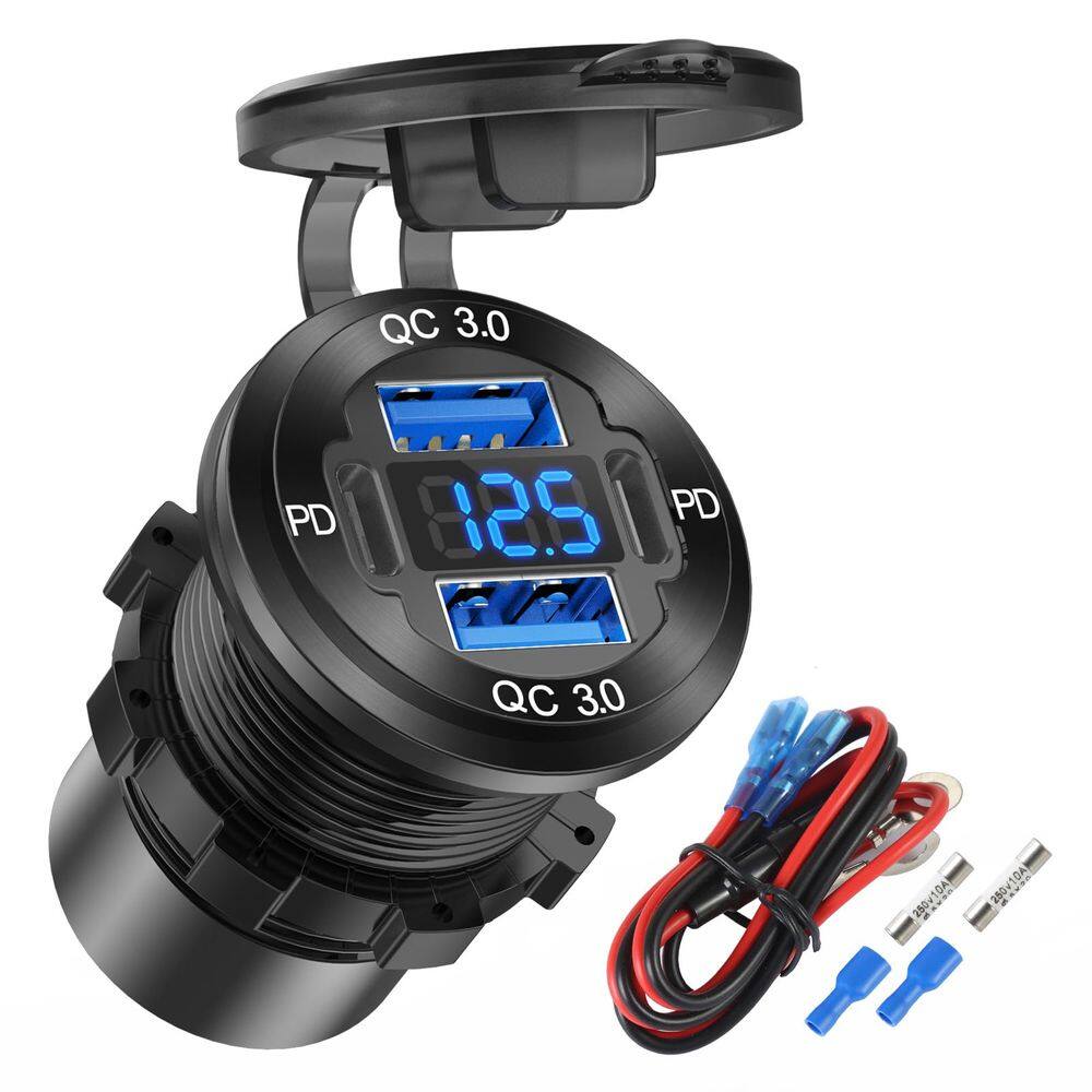 Carregador de carro Hapytrip, 4 portas, saída USB de 12 V, 78 W, PD e QC