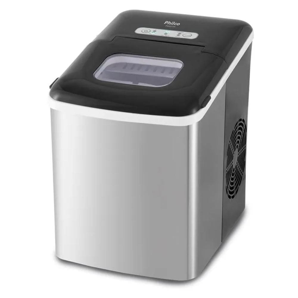 Máquina de Gelo Philco PMG01PI 12kg com 2 Tamanhos de Gelo Preto/Inox 220V