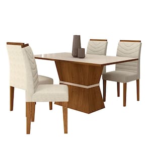 Mesa 4 Cadeiras 1,36 Odessa Freijó/off Premium/suede Bege - M.a