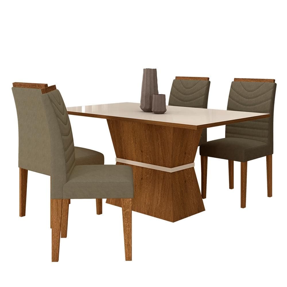 Mesa 4 Cadeiras 1,36 Odessa Freijó/off Premium/suede Capuccino - M.a