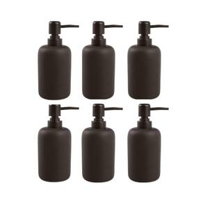 Kit 6 Porta-Sabonete Líquido Banheiro Lavabo Preto