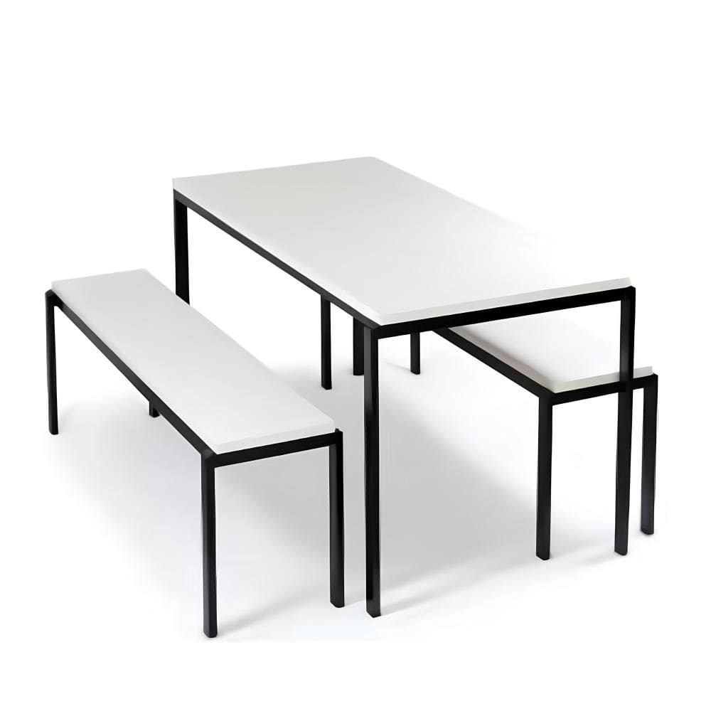 Mesa Refeitorio 90X180x77,5cm 2 Bancos Branco Gebb Work