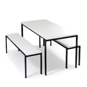 Mesa Refeitorio 90X180x77,5cm 2 Bancos Branco Gebb Work