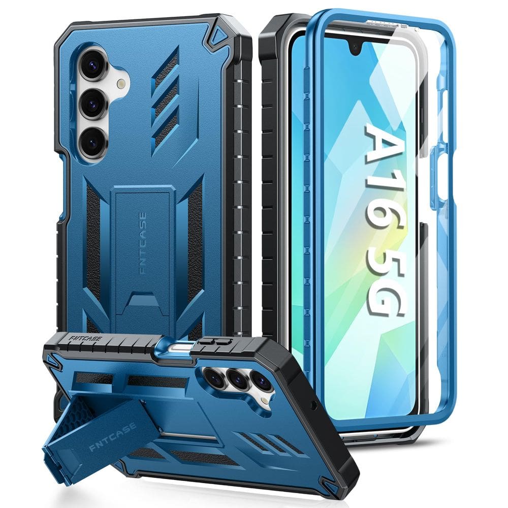 Capa de telefone FNTCASE para Samsung Galaxy A16-5G com suporte azul