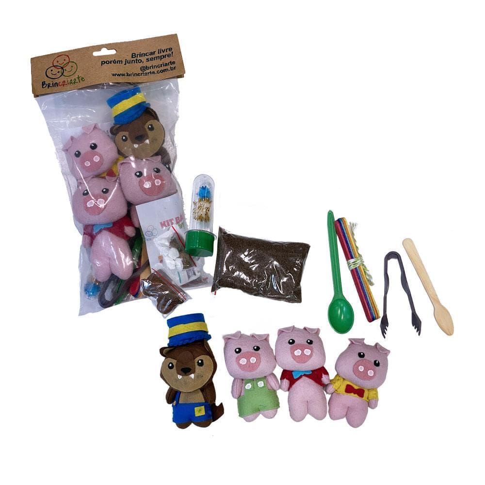 Kit Brinquedo Sensorial 3 Porquinhos E O Lobo Brincriarte
