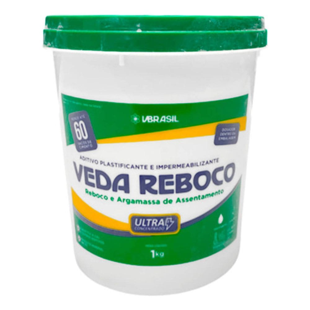 Aditivo para Reboco e Massas Veda Reboco 1kg Impermeabilizante Profissional para Uso Interno e Externo