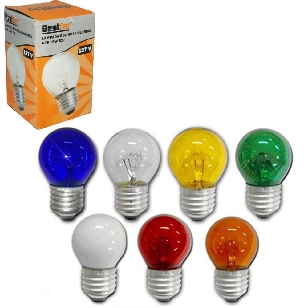 Lampada Bolinha Colorida G45 15W E27 127V
