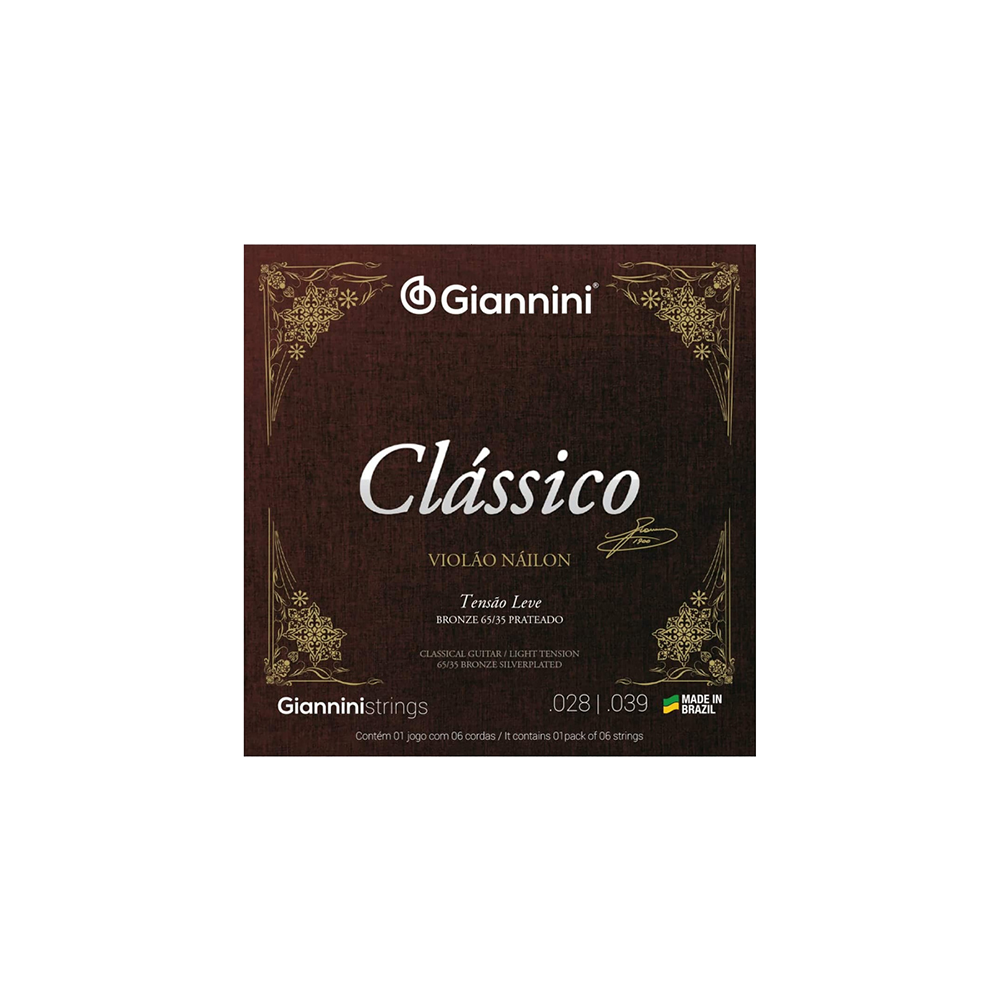 Encordoamento Violão Nylon Giannini Tensão Leve Clássico