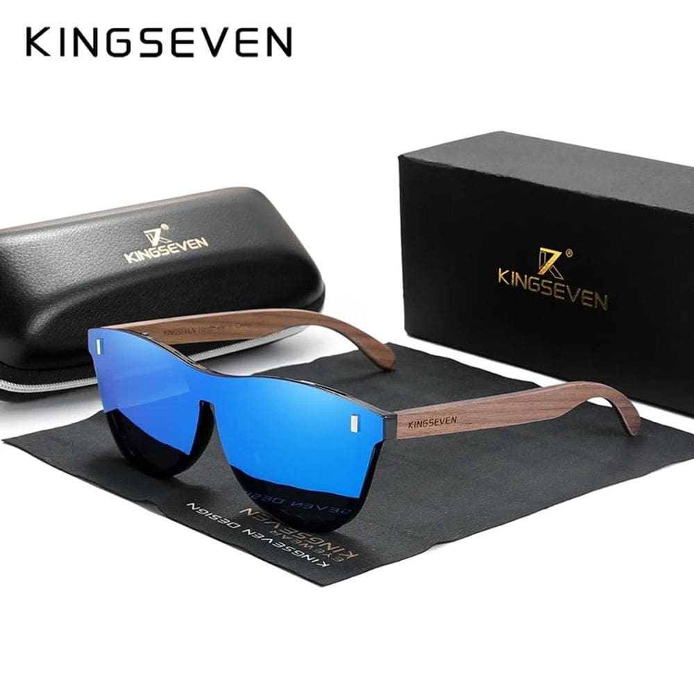 Óculos De Sol Kingseven Haste De Madeira Polarizado Uv400