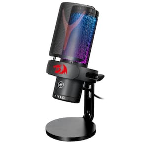 Microfone Gamer Redragon Fenris RGB Condensador C/shock Mount USB-C Preto - GM301