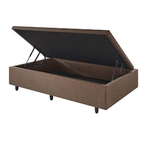 Base Box Baú 96x203x34 cm Solteirão Linho Marrom