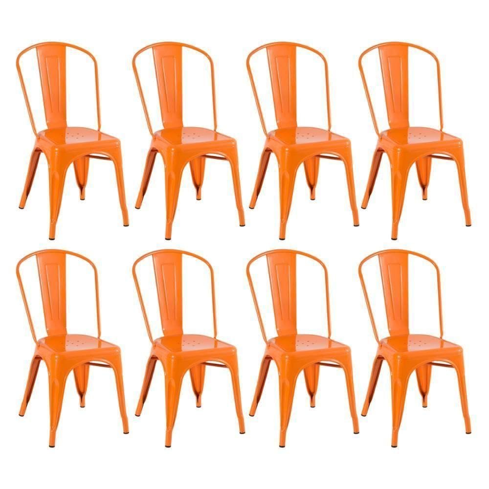 Kit 8 Cadeiras Iron Tolix Laranja