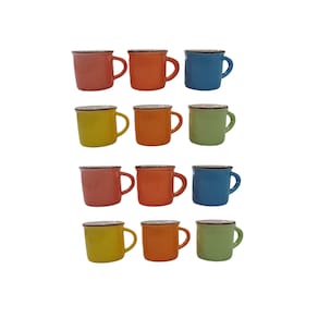 Jogo Mini Canecas de Cerâmica 12 Peças 60ml Kit Xícaras para Café Coloridas