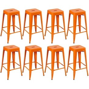 Kit 8 Banquetas Altas Iron Tolix 76 Cm Laranja Laranja