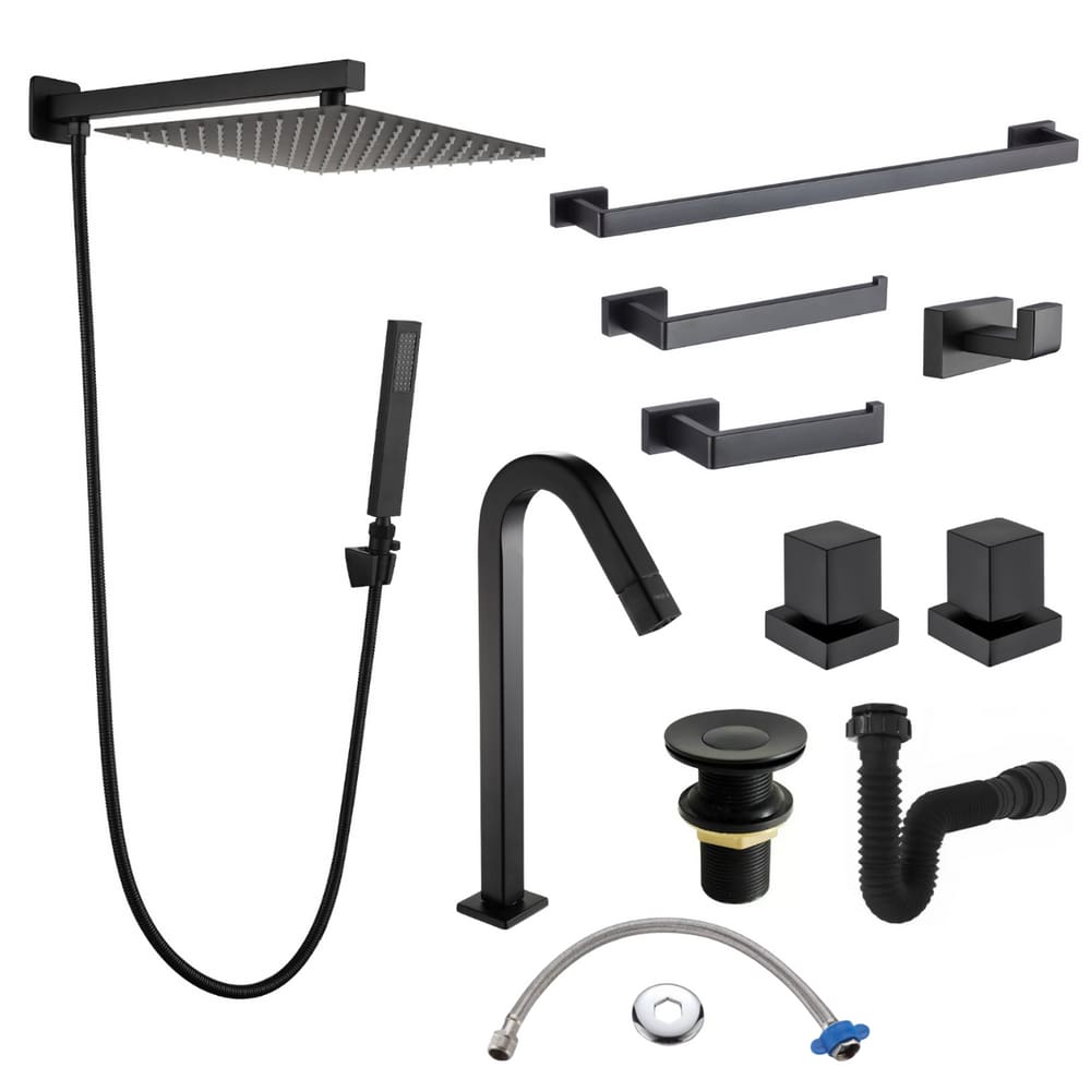 Kit Acessórios Para Banheiro Luxo 4 Peças Preto Fosco Metal