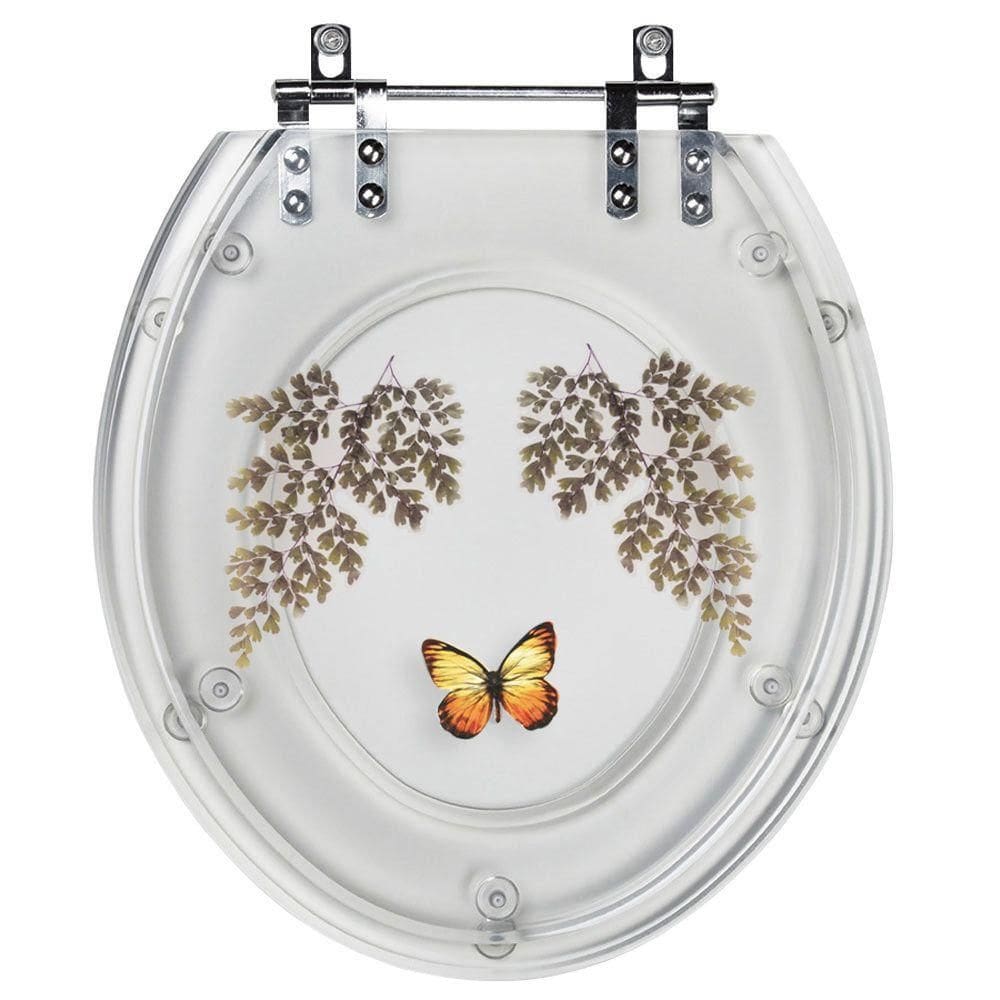 Tampa de Vaso Acrílico Transparente com Borboleta Amarela