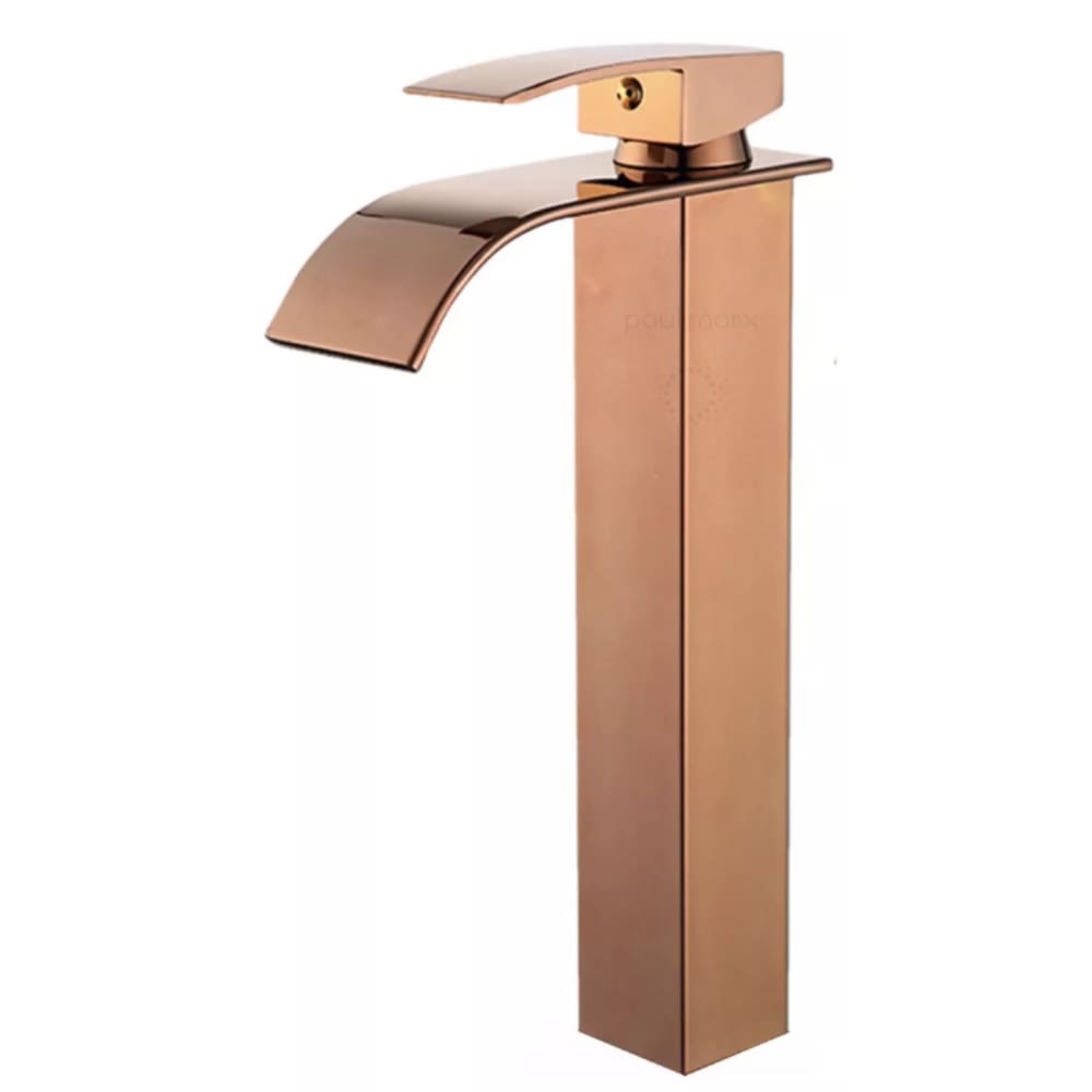 Misturador Monocomando Lavatório Slim Alta Rose-gold Cascata