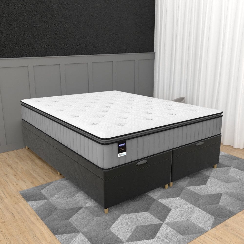 Cama Box Baú Queen 158cm Molas Ensacadas Tower JWS Hf V25 Gazin