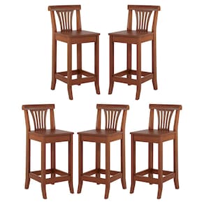 Kit 5 Banquetas Média Madeira Maciça Valentina 36x90Cm Cozinha Gourmet Verniz