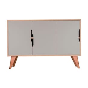 Balcão Buffet Retrô com 3 Portas Carvalho e Verde Menta