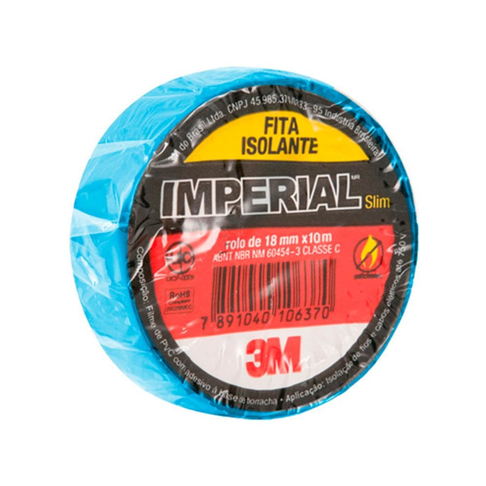 Fita Isolante Imperial Cores Azul 18mmx10m Pacote 10 Un