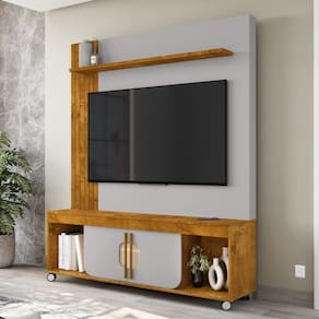 Estante Home Frisado para TV Até 75 Polegadas 2 Portas com Rodízios Maragogi Bechara
