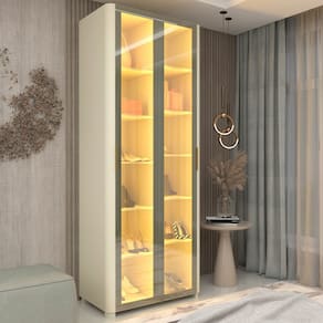 Sapateira 2 Portas com LED Vidro Reflecta e Pés Innova Gelius