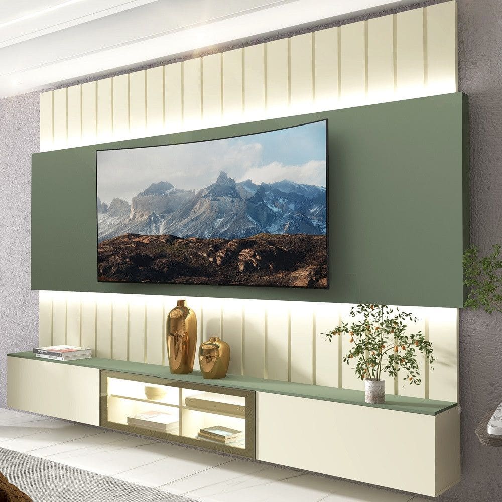 Estante Home Ripada para TV até 85 Polegadas com LED Reflecta 3 Portas em MDF Soberano Gelius