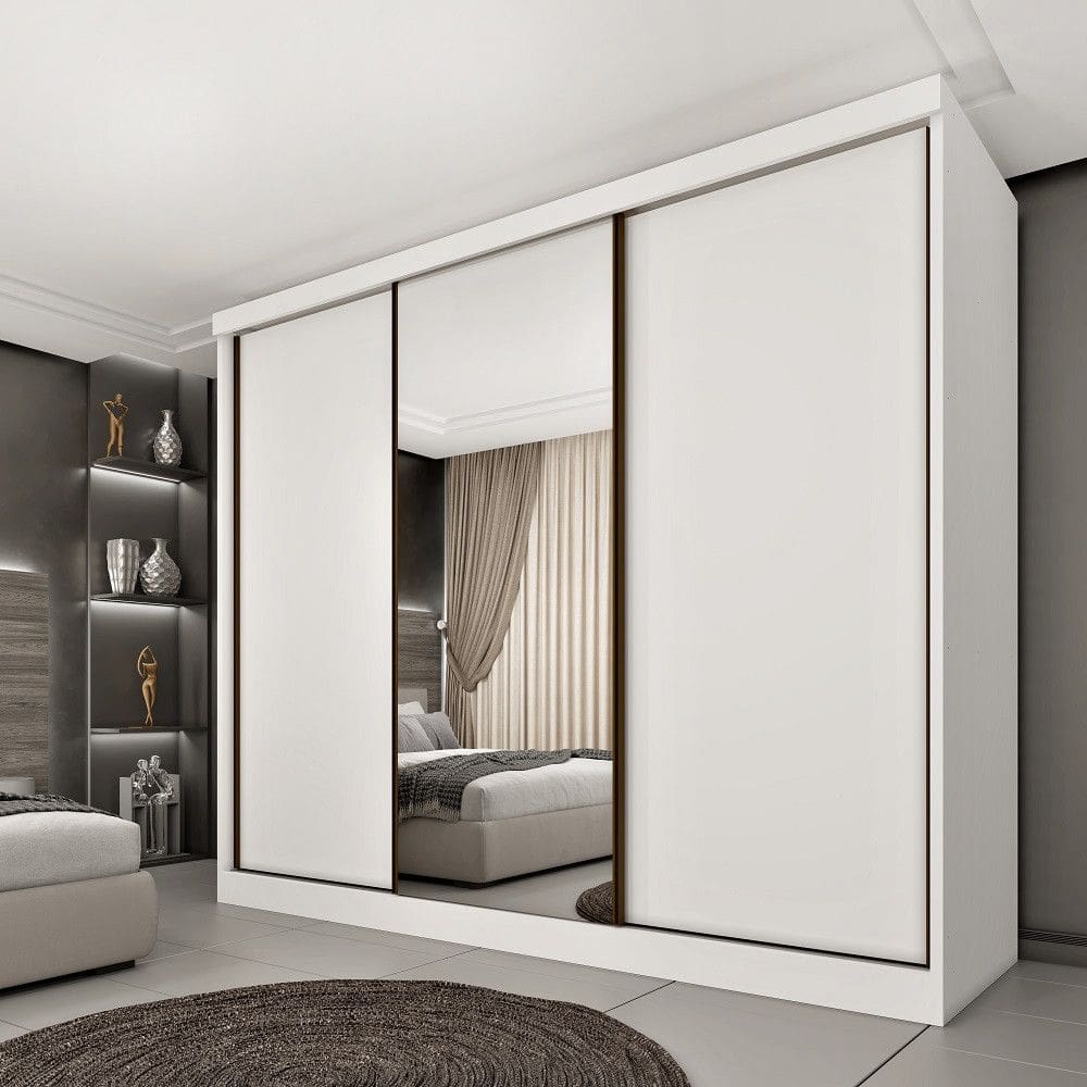 Guarda Roupa Casal com Espelho 3 Portas de Correr Monte Carlo Tcil