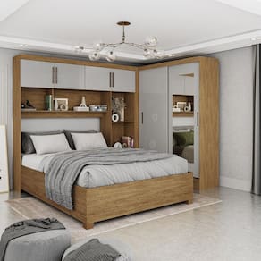 Quarto Modulado Casal com Espelho e Cama 6 Portas Belém Carioca Móveis