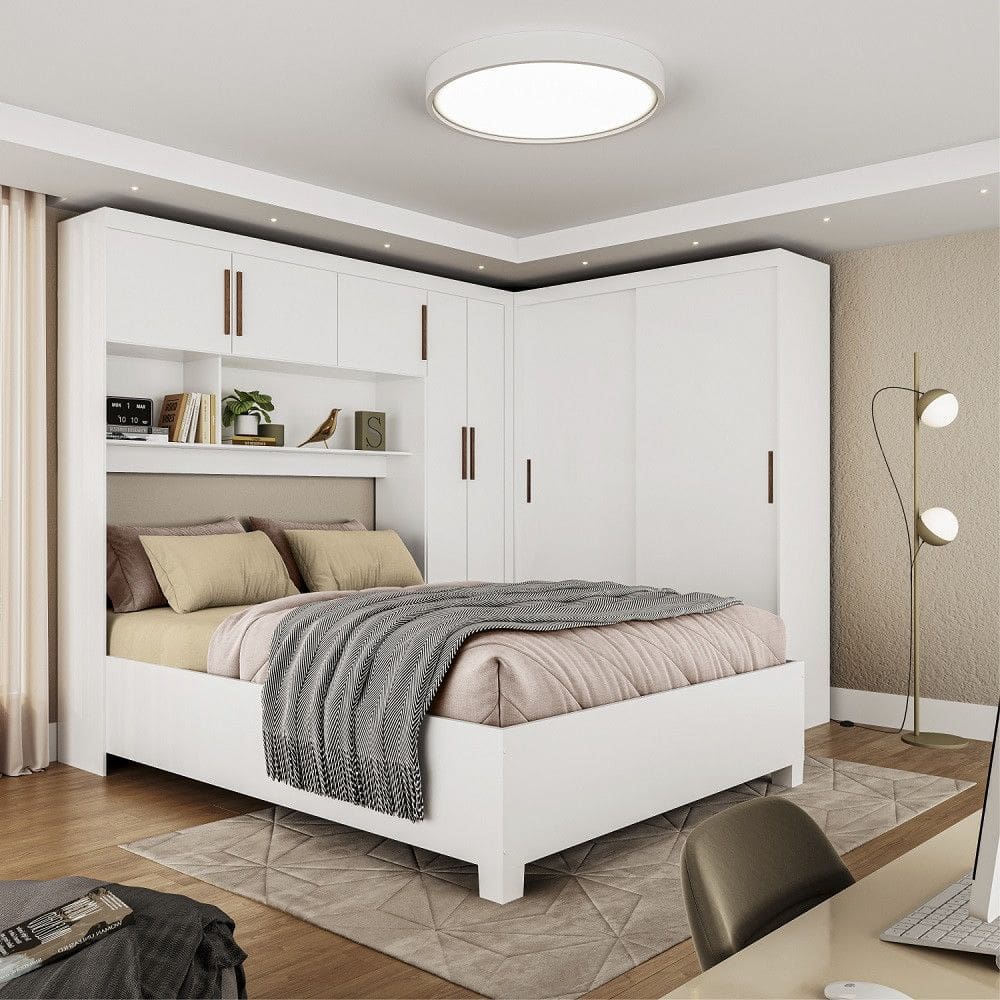 Quarto Modulado Casal com Cama 7 Portas Belém Carioca Móveis