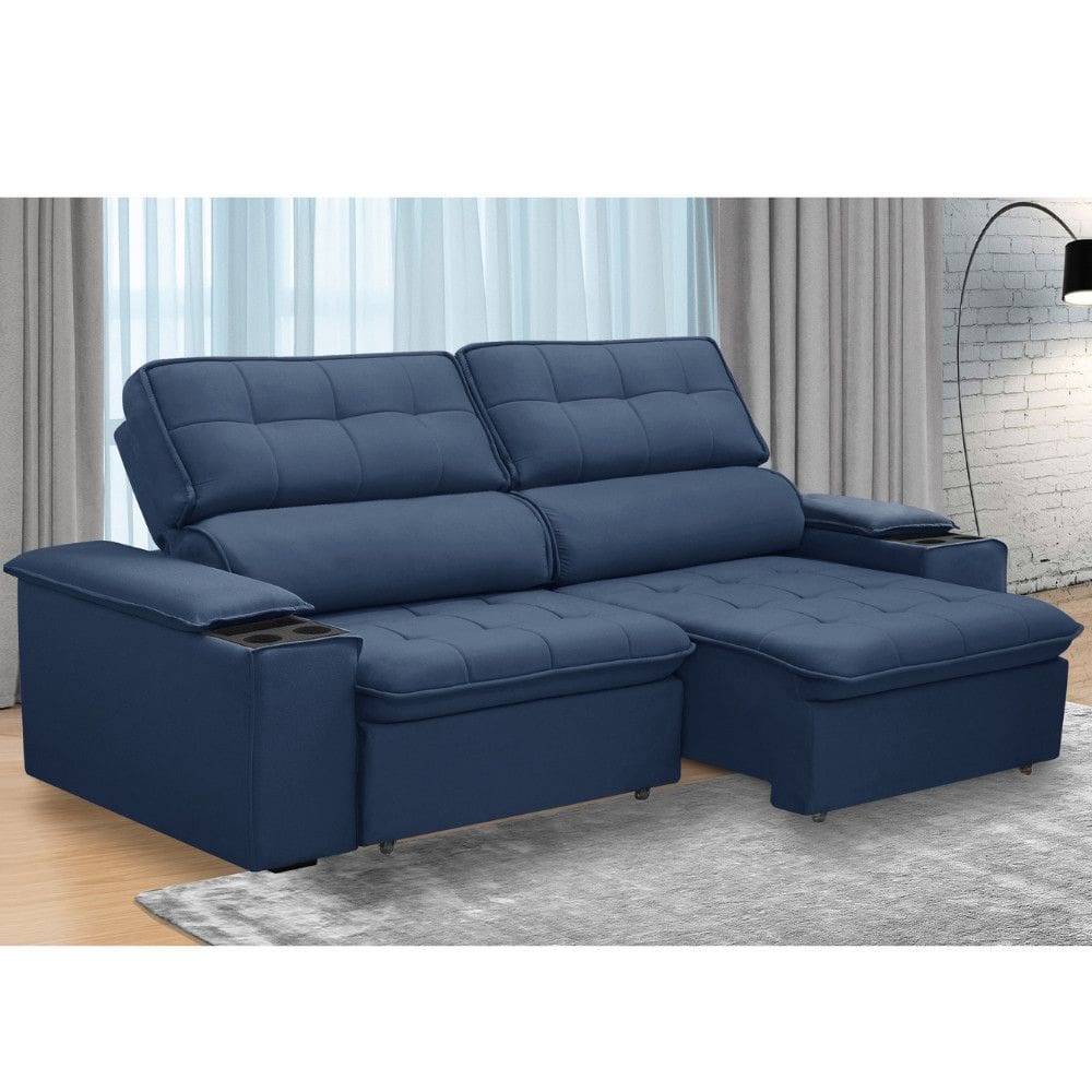 Sofá 3 Lugares Retrátil Reclinável 230cm Veludo Belfort Ferguile