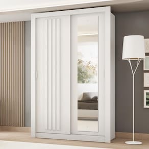 Guarda Roupa Solteiro 2 Portas Darvi Lux 2 Gavetas Carraro Ripado Branco